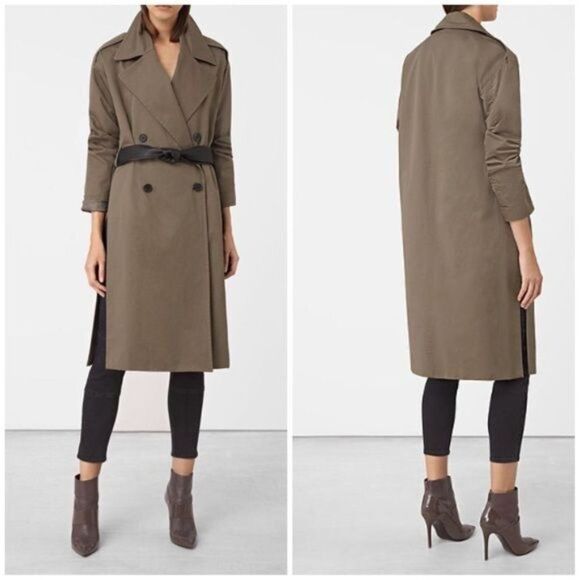 All Saints Jackets & Blazers - AllSaints All Saints Marlo Mac Trench Coat Belted Long Jacket Button Solid